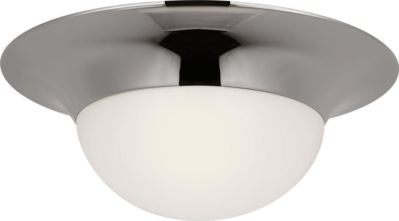 Cluny 24" Flush Mount | Polished Nickel | White Glass