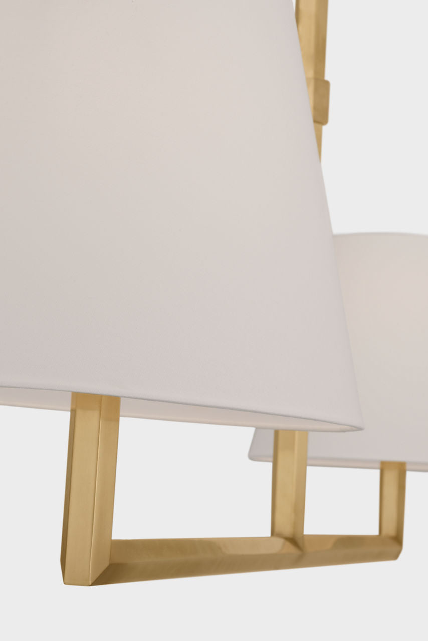 Olivier 65" Linear Chandelier | Hand-Rubbed Antique Brass | Linen Shade
