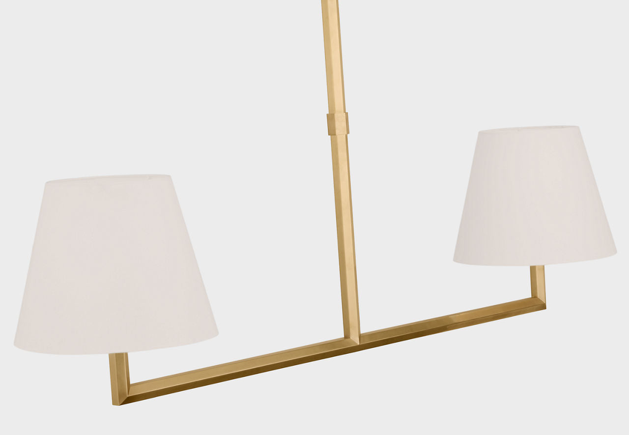 Olivier 65" Linear Chandelier | Hand-Rubbed Antique Brass | Linen Shade