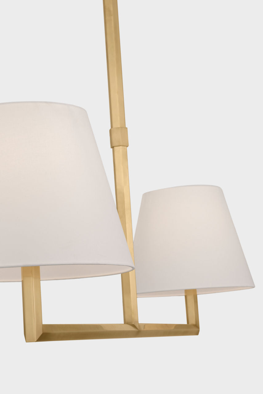 Olivier 65" Linear Chandelier | Hand-Rubbed Antique Brass | Linen Shade