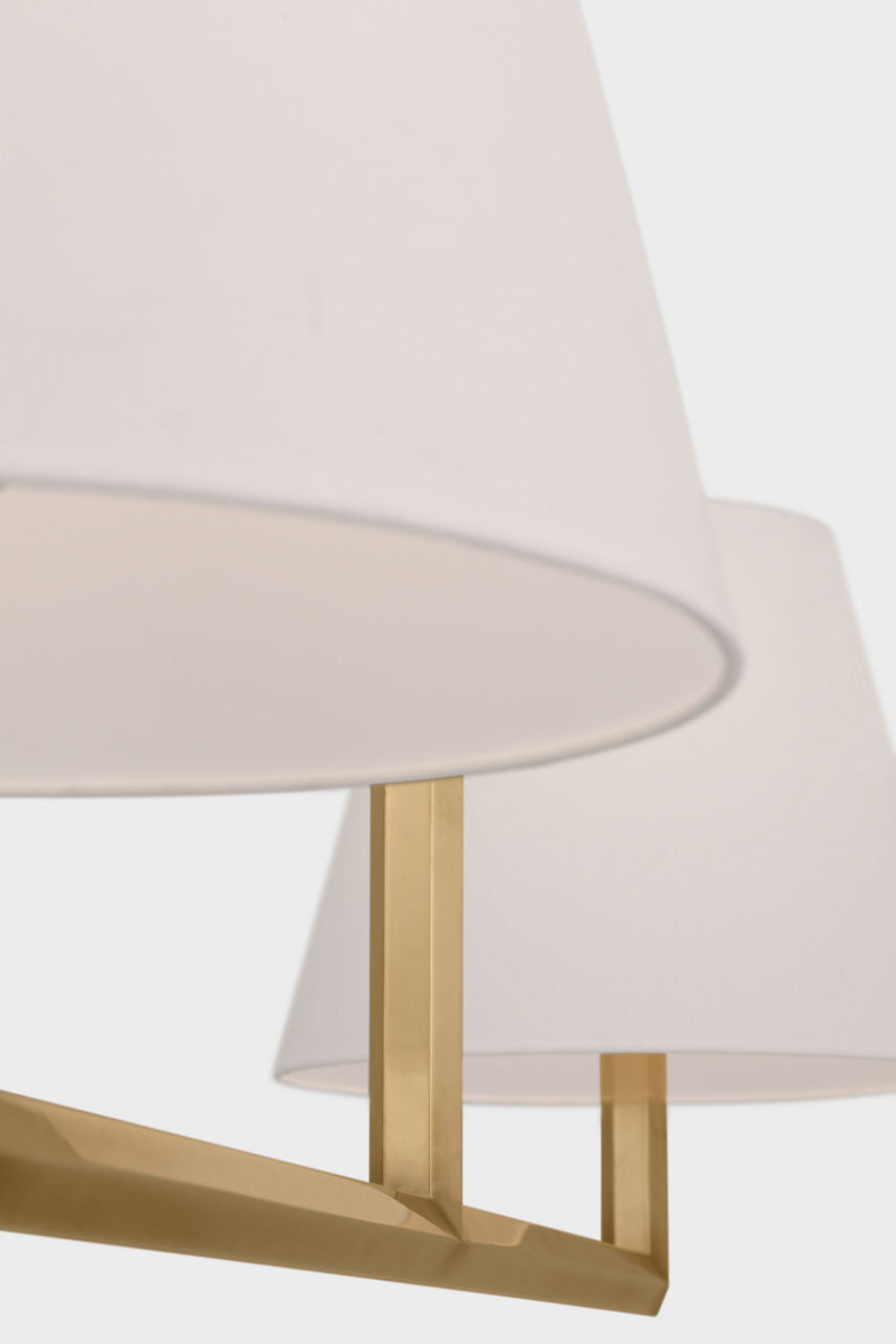 Olivier 65" Linear Chandelier | Hand-Rubbed Antique Brass | Linen Shade