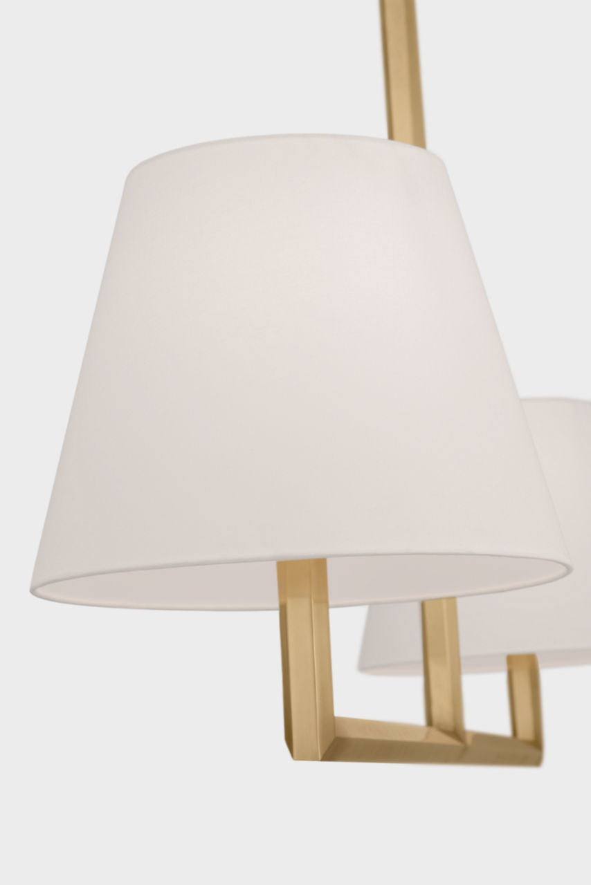 Olivier 65" Linear Chandelier | Hand-Rubbed Antique Brass | Linen Shade
