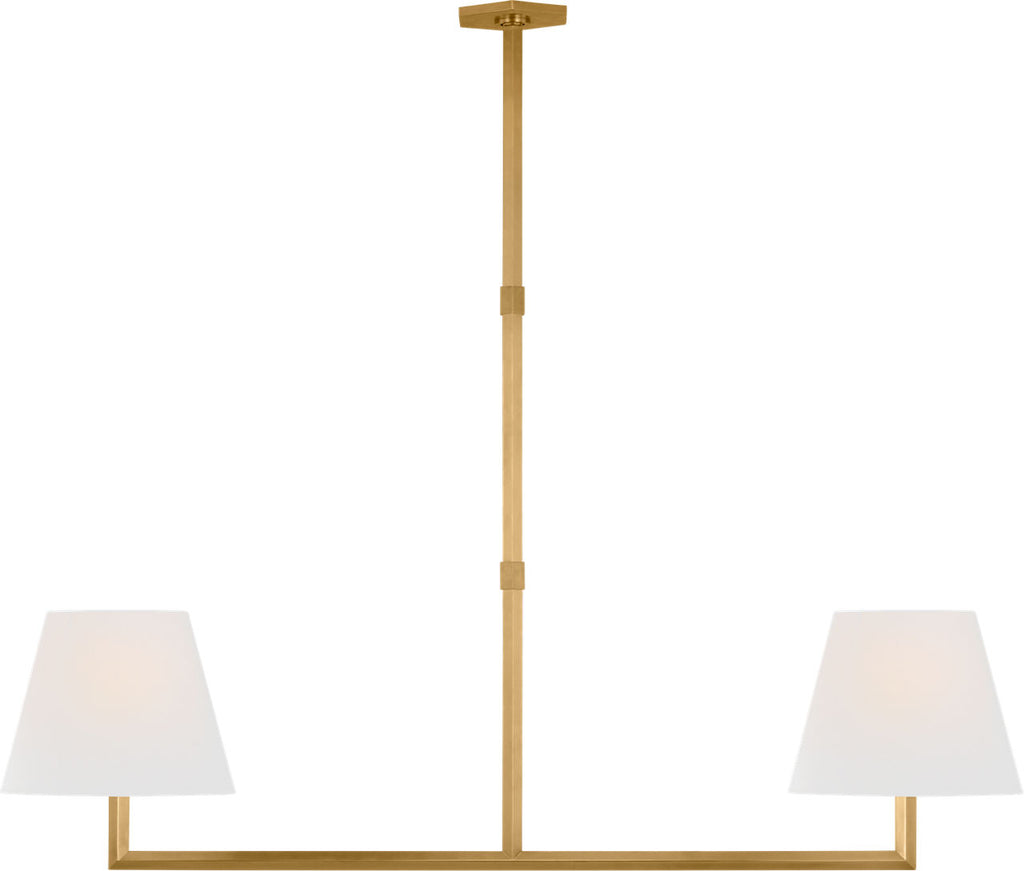 Olivier 65" Linear Chandelier | Hand-Rubbed Antique Brass | Linen Shade