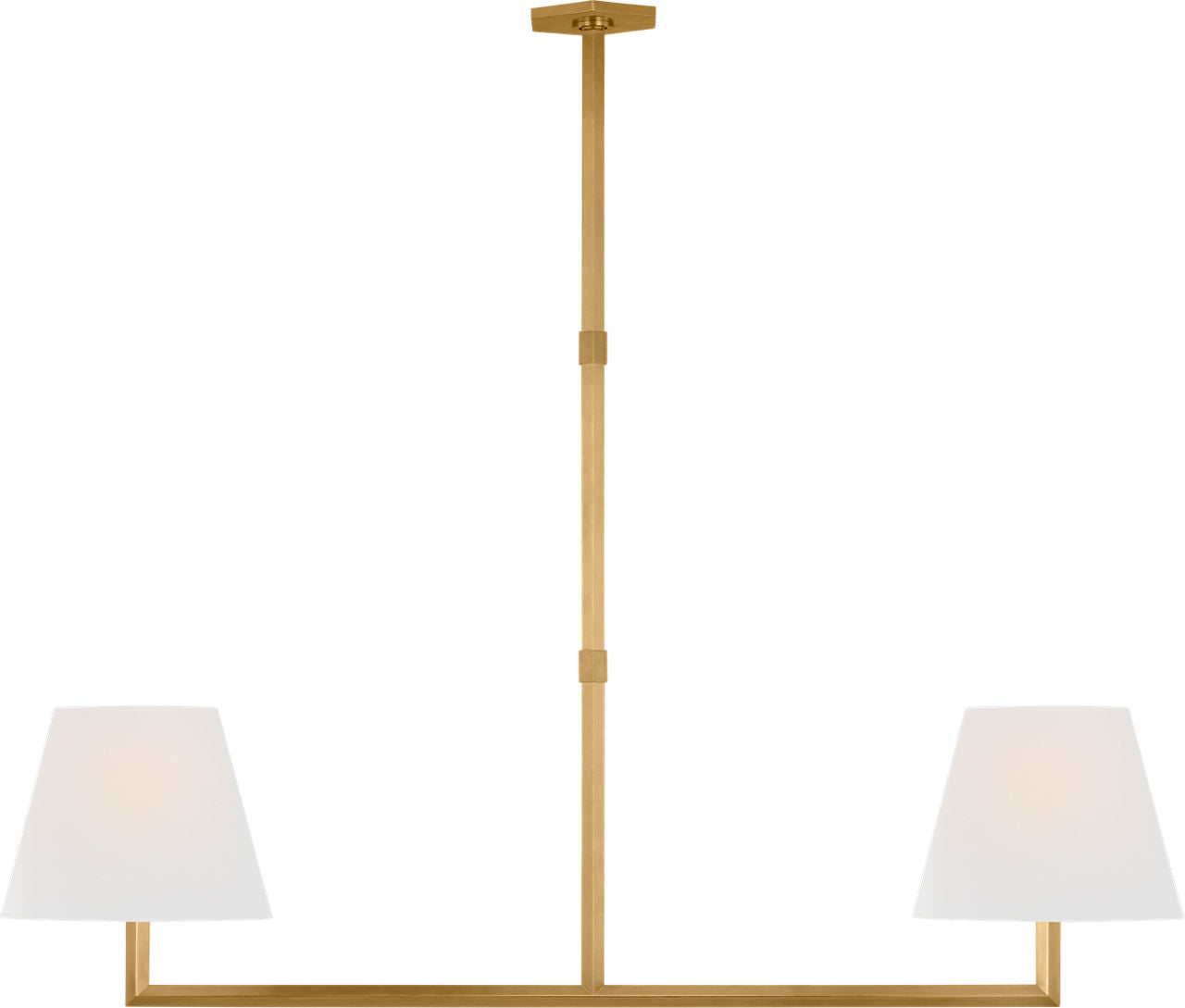 Olivier 65" Linear Chandelier | Hand-Rubbed Antique Brass | Linen Shade