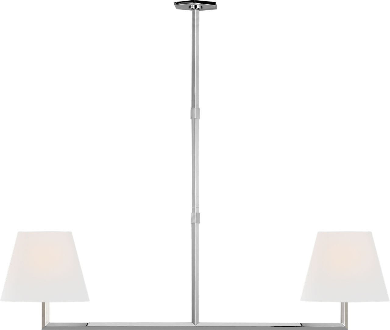 Olivier 65" Linear Chandelier | Polished Nickel | Linen Shade