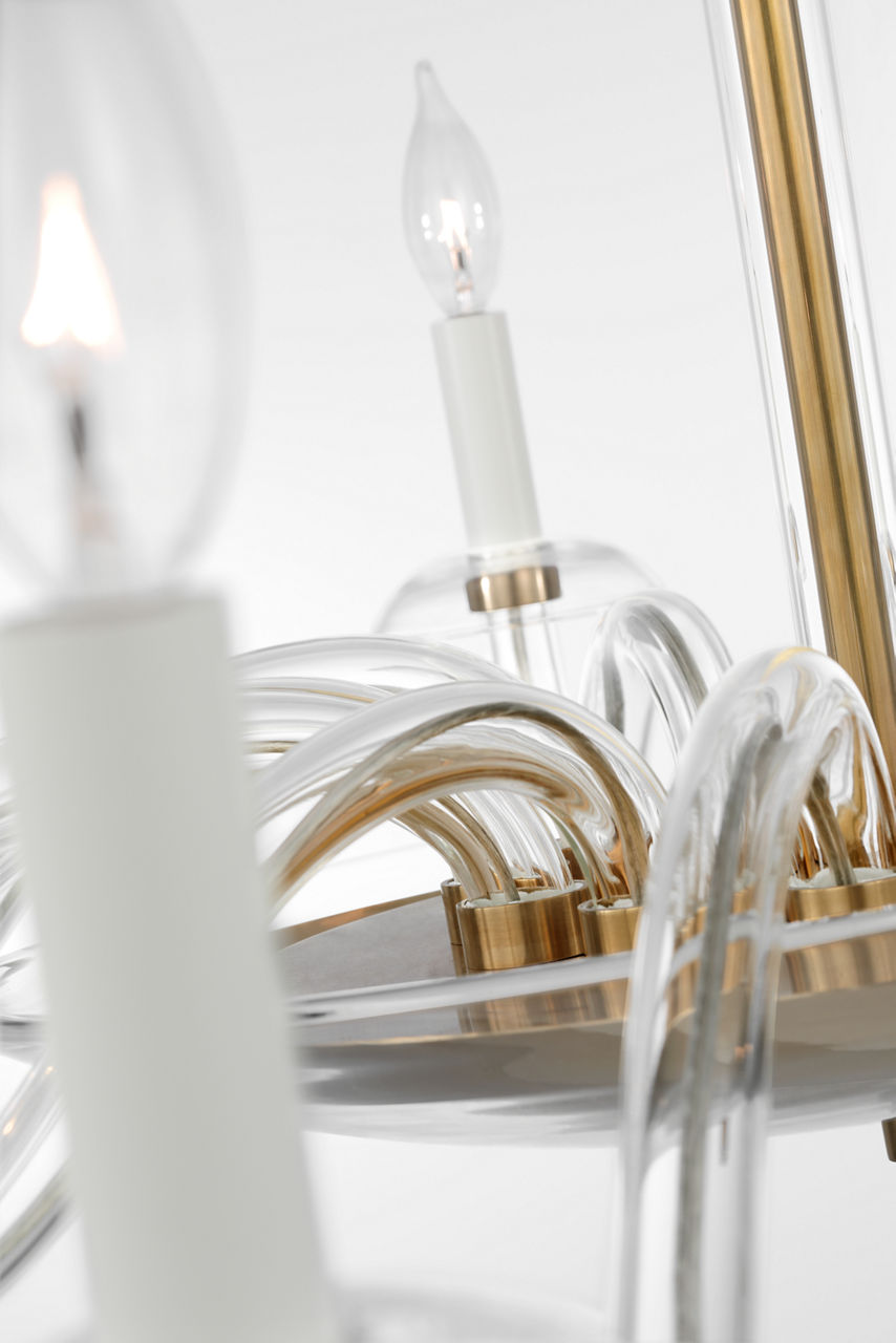 Brigitte Grande Chandelier | Clear Glass and Hand-Rubbed Antique Brass