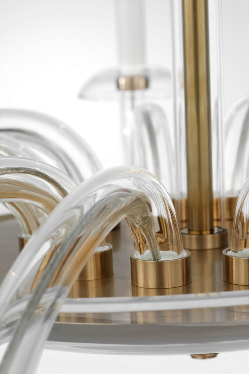 Brigitte Grande Chandelier | Clear Glass and Hand-Rubbed Antique Brass