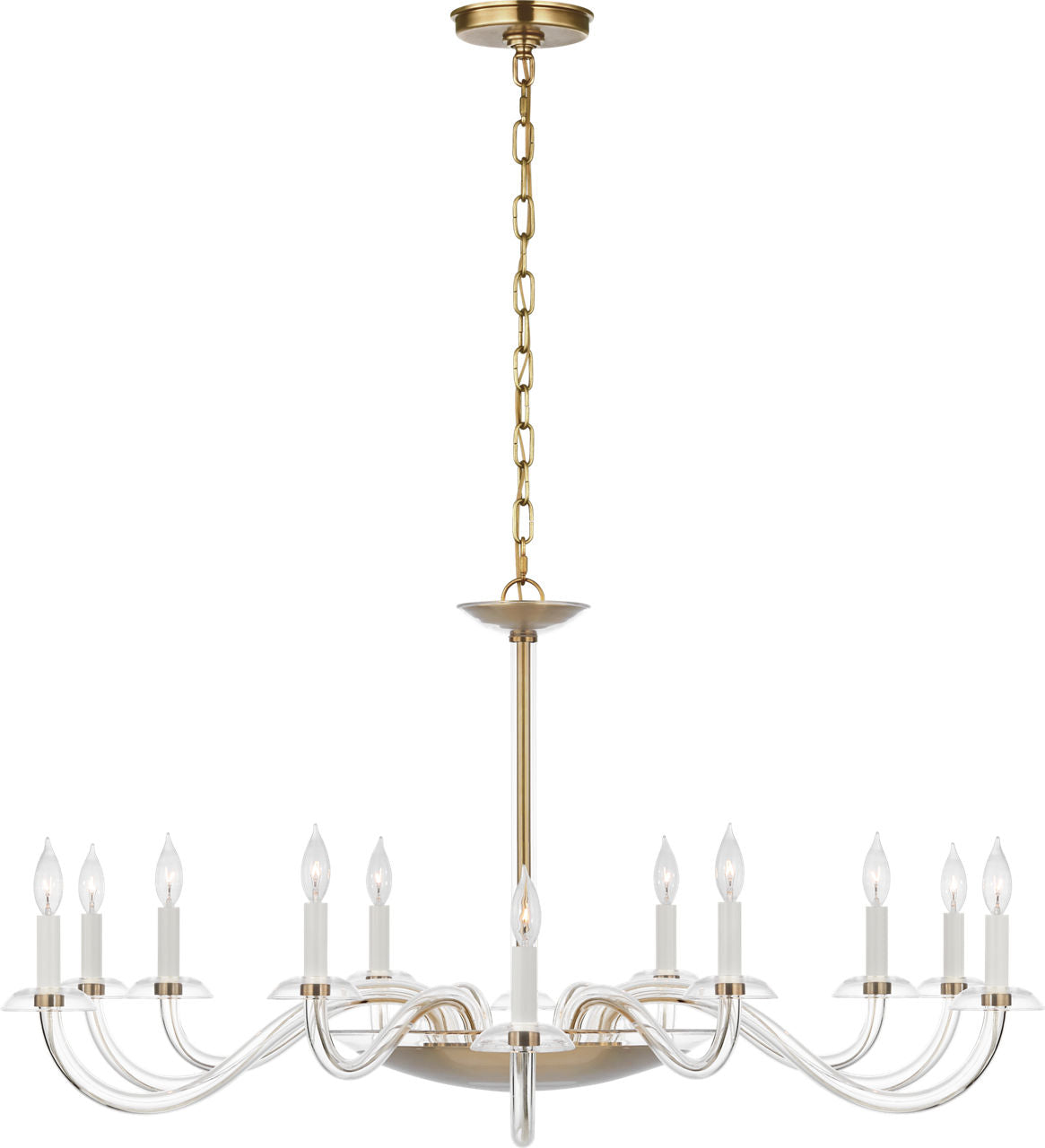 Brigitte Grande Chandelier | Clear Glass and Hand-Rubbed Antique Brass