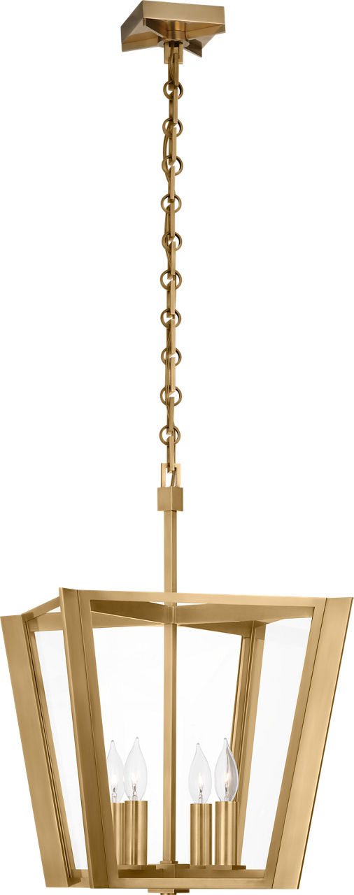 Palais 15" Lantern | Hand-Rubbed Antique Brass | Clear Glass