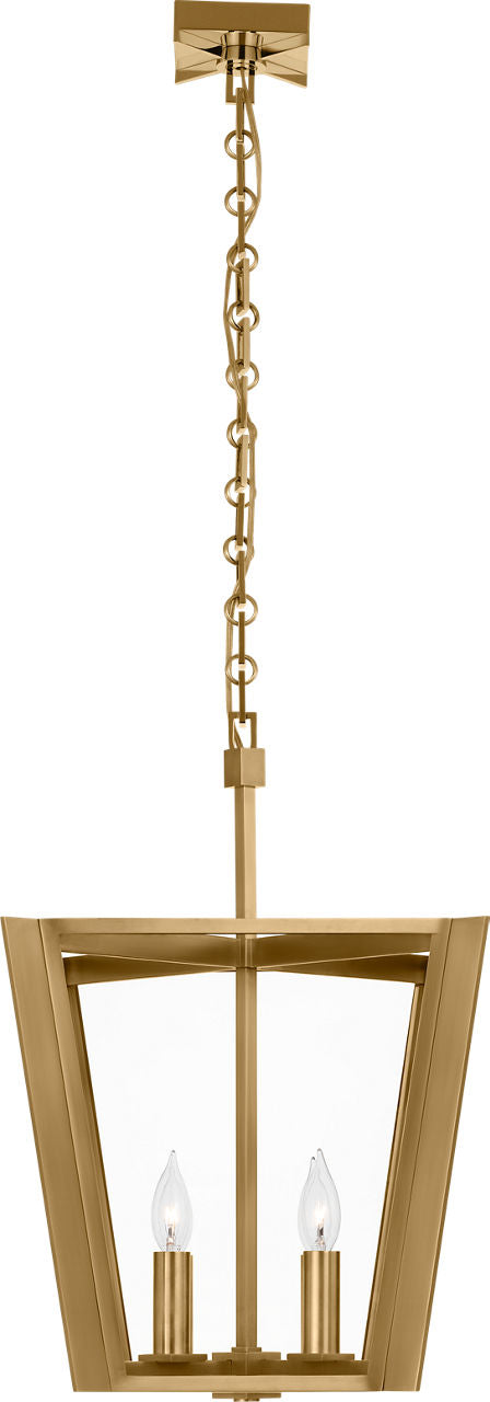 Palais 15" Lantern | Hand-Rubbed Antique Brass | Clear Glass