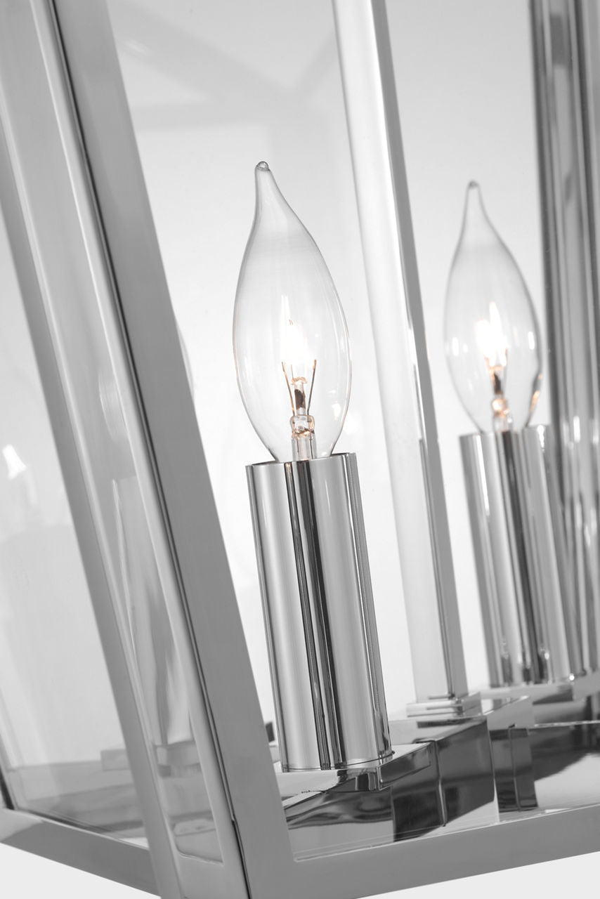 Palais 15" Lantern | Polished Nickel | Clear Glass