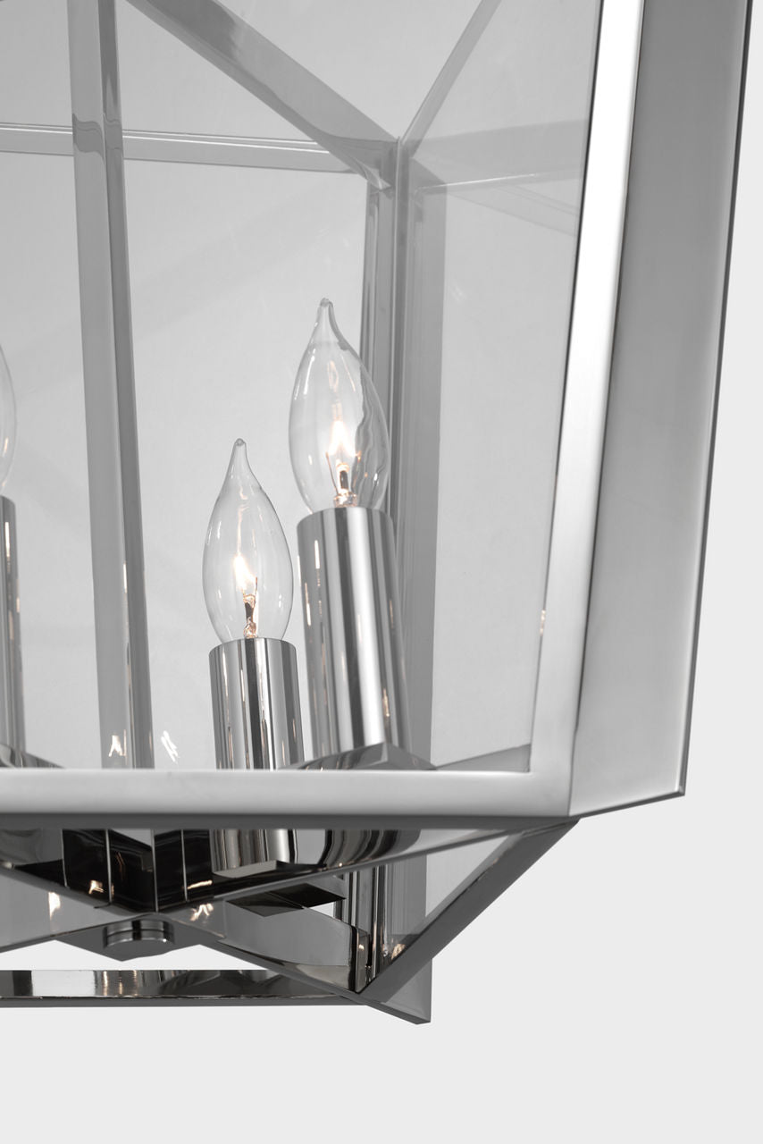 Palais 15" Lantern | Polished Nickel | Clear Glass
