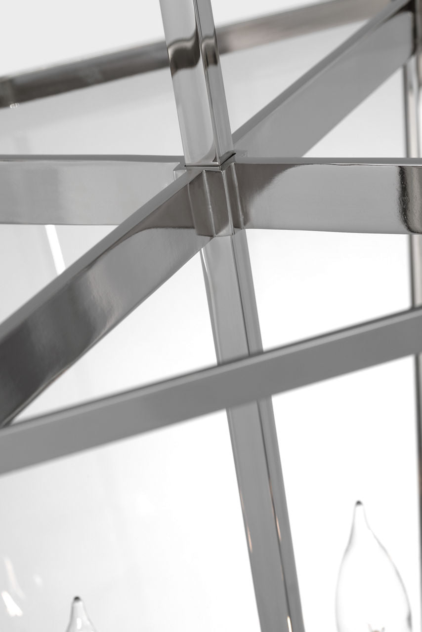 Palais 15" Lantern | Polished Nickel | Clear Glass