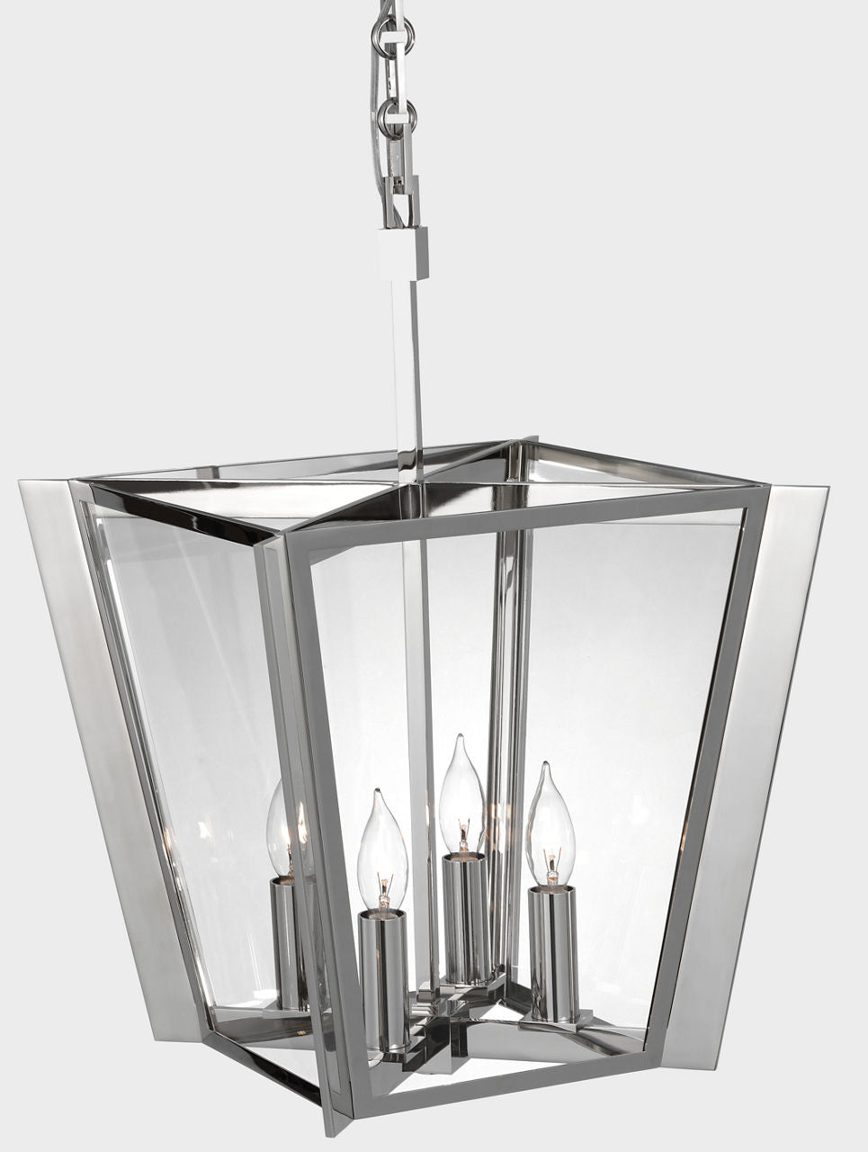 Palais 15" Lantern | Polished Nickel | Clear Glass