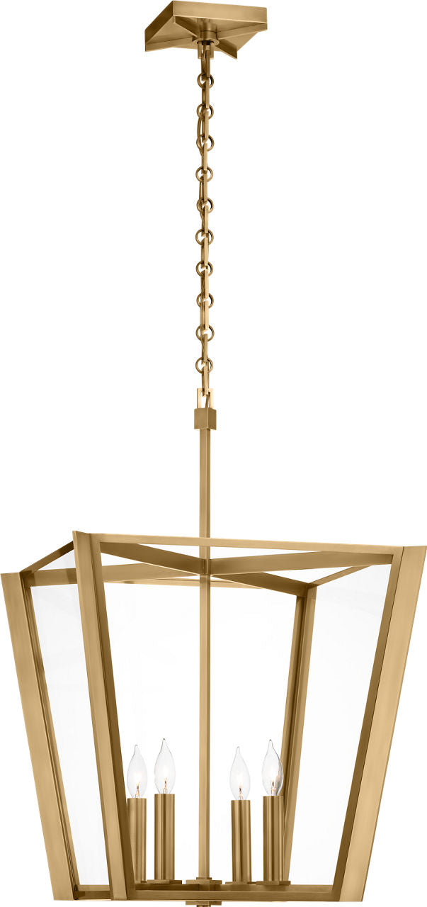 Palais 20" Lantern | Hand-Rubbed Antique Brass | Clear Glass