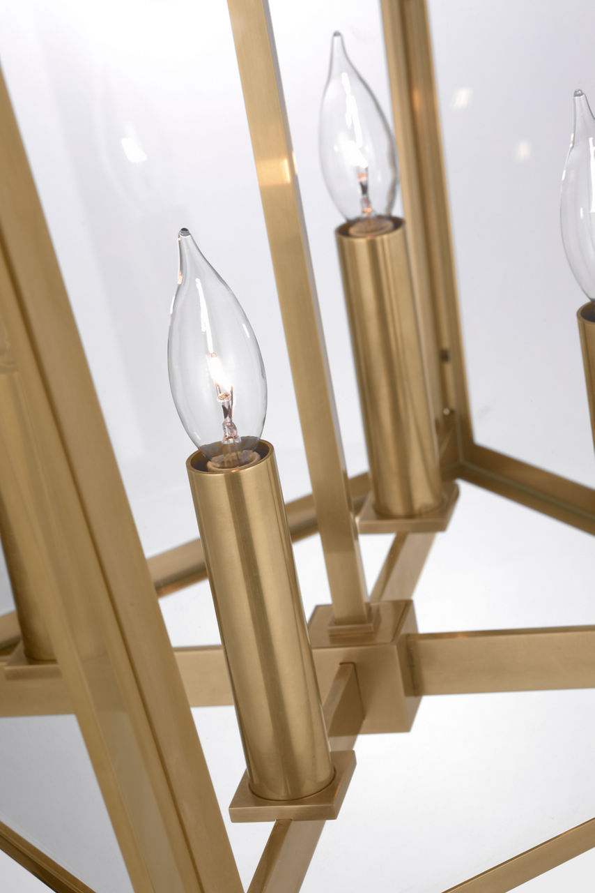 Palais 20" Lantern | Hand-Rubbed Antique Brass | Clear Glass