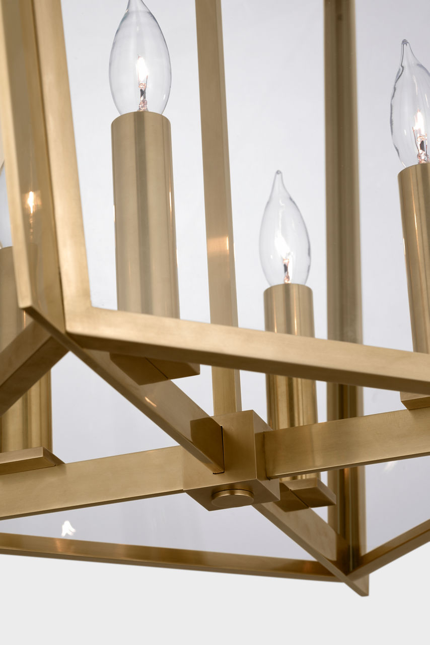 Palais 20" Lantern | Hand-Rubbed Antique Brass | Clear Glass