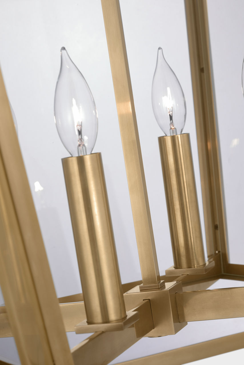 Palais 20" Lantern | Hand-Rubbed Antique Brass | Clear Glass