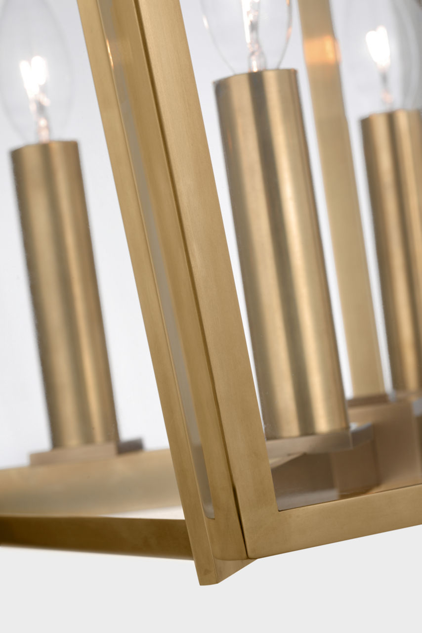 Palais 20" Lantern | Hand-Rubbed Antique Brass | Clear Glass