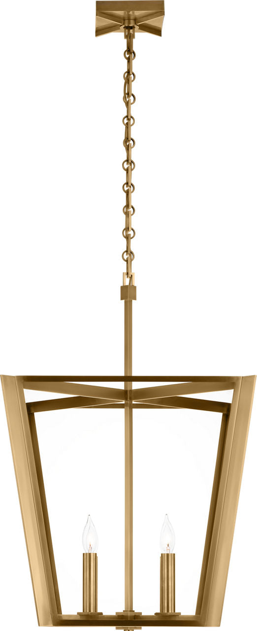 Palais 20" Lantern | Hand-Rubbed Antique Brass | Clear Glass