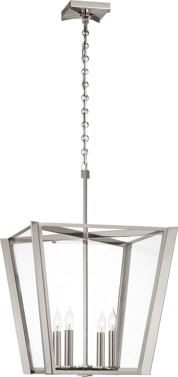 Palais 20" Lantern | Polished Nickel | Clear Glass