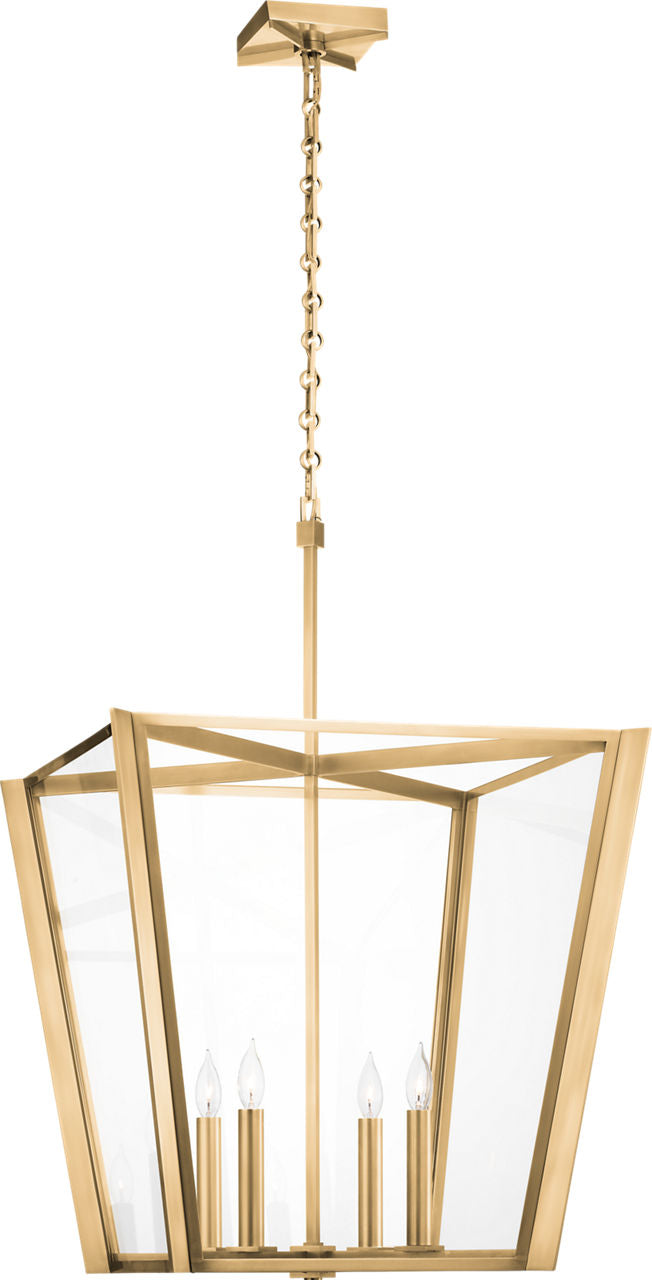Palais 25" Lantern | Hand-Rubbed Antique Brass | Clear Glass