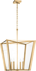 Palais 25" Lantern | Hand-Rubbed Antique Brass | Clear Glass