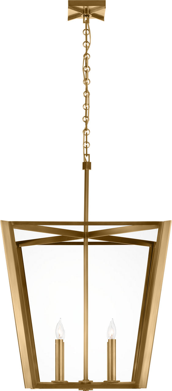 Palais 25" Lantern | Hand-Rubbed Antique Brass | Clear Glass