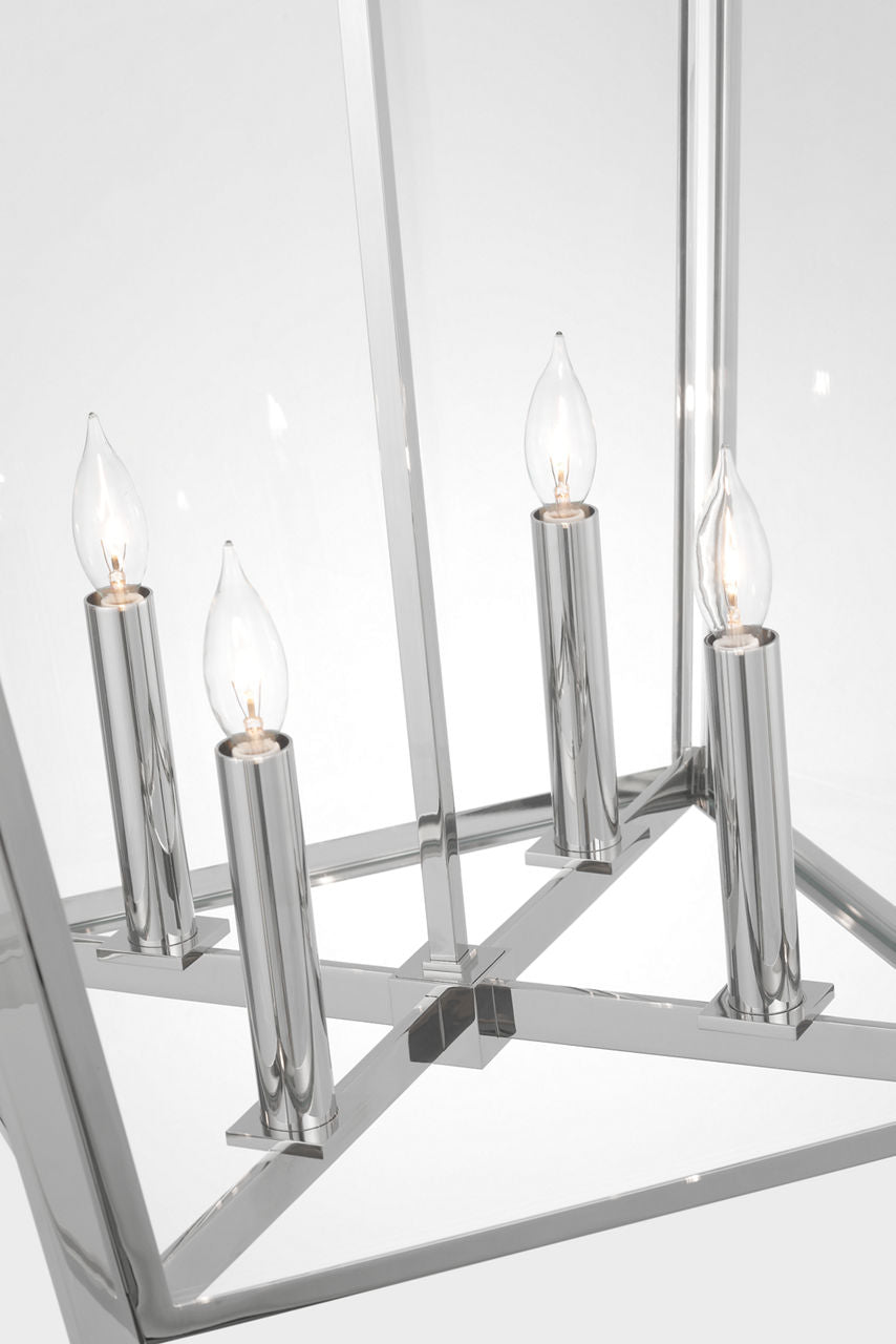 Palais 25" Lantern | Polished Nickel | Clear Glass