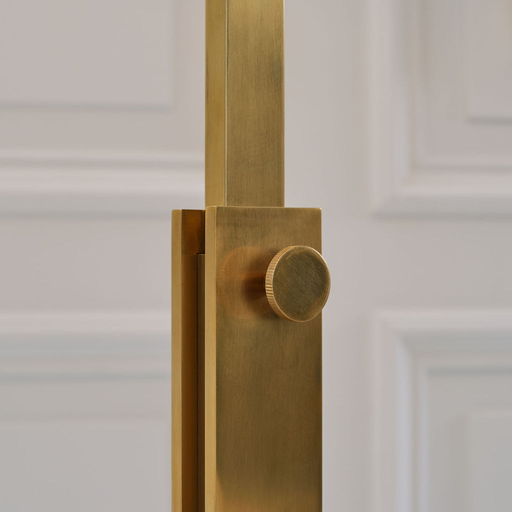 Cadmus Medium Adjustable Floor Lamp | Antique Brass | Linen Shade