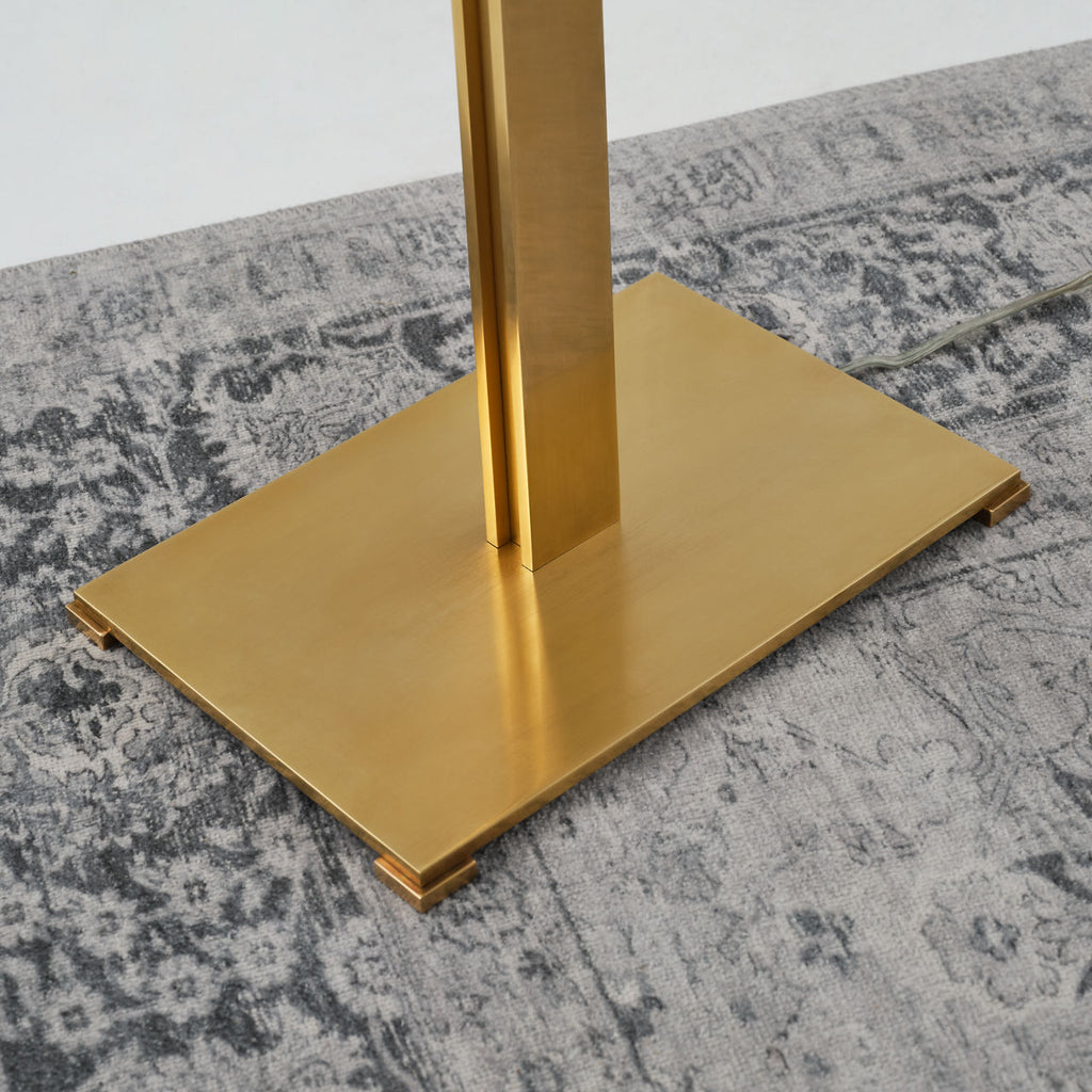 Cadmus Medium Adjustable Floor Lamp | Antique Brass | Linen Shade