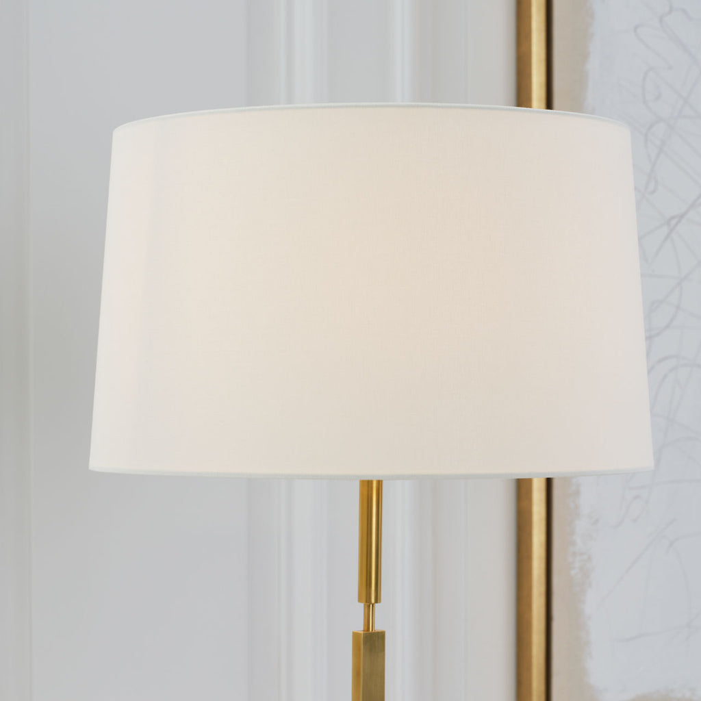 Cadmus Medium Adjustable Floor Lamp | Antique Brass | Linen Shade