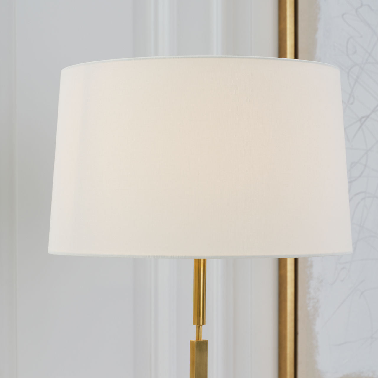 Cadmus Medium Adjustable Floor Lamp | Antique Brass | Linen Shade