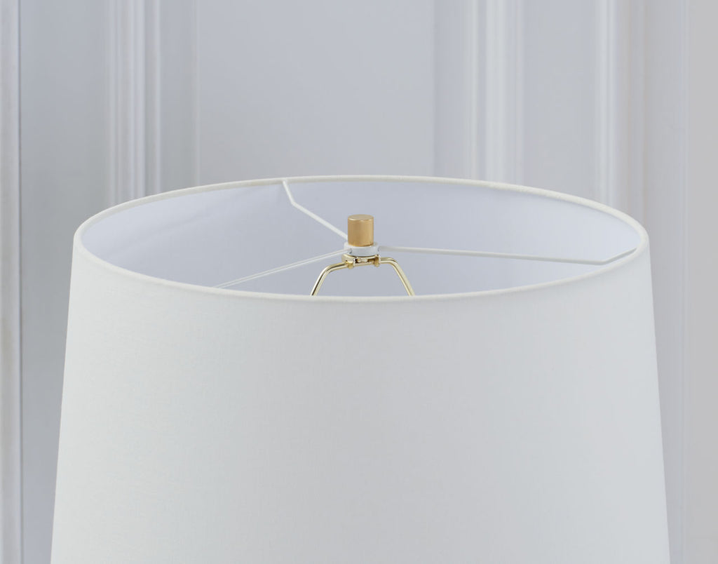 Cadmus Medium Adjustable Floor Lamp | Antique Brass | Linen Shade