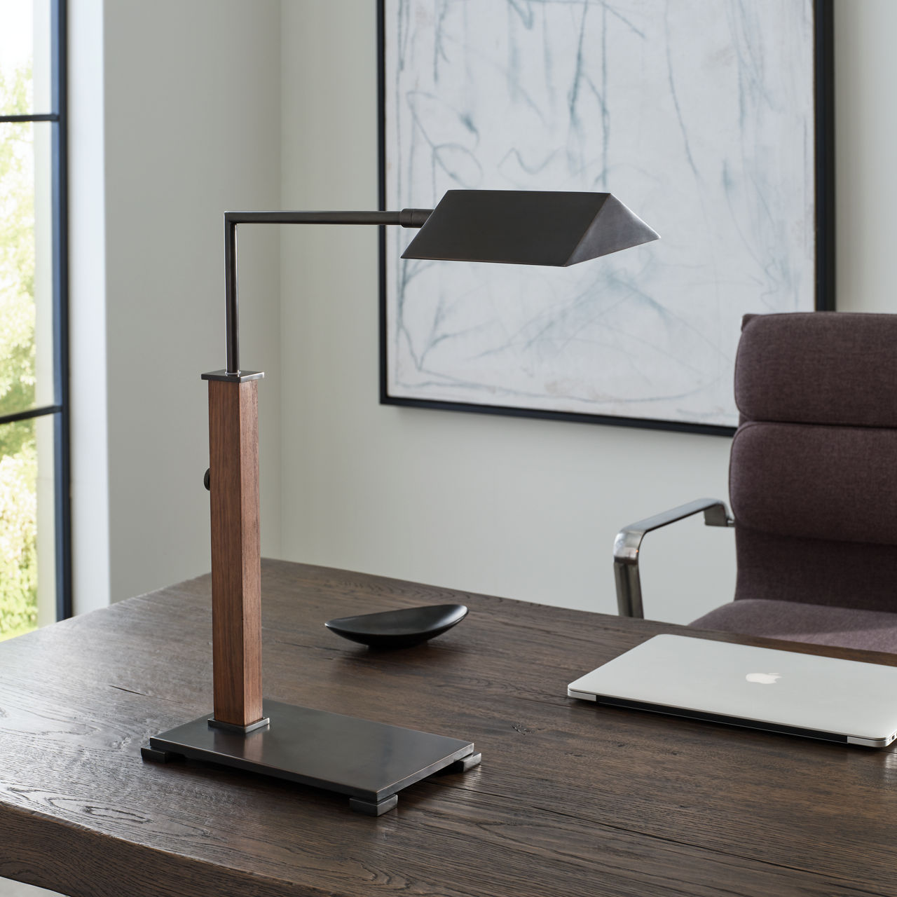 Copse Medium Pharmacy Desk Lamp | Bronze and Dark Walnut