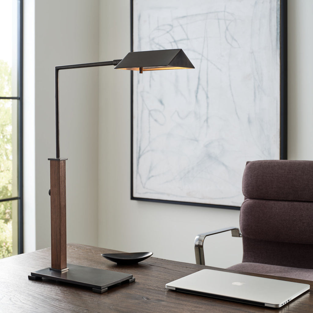 Copse Medium Pharmacy Desk Lamp | Bronze and Dark Walnut