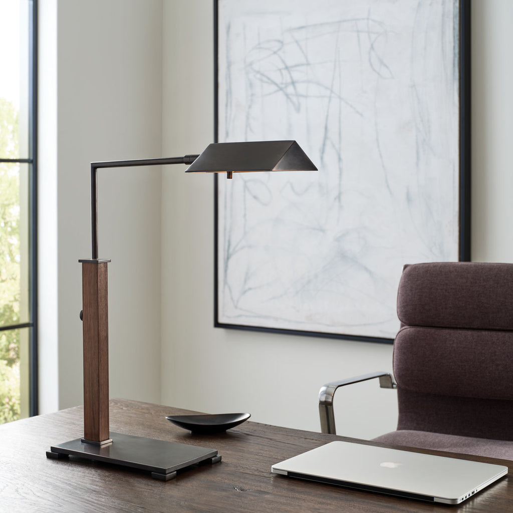 Copse Medium Pharmacy Desk Lamp | Bronze and Dark Walnut