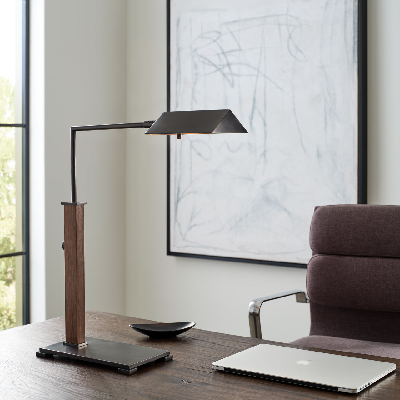 Copse Medium Pharmacy Desk Lamp | Bronze and Dark Walnut