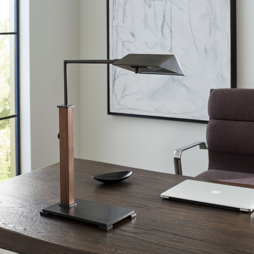 Copse Medium Pharmacy Desk Lamp | Bronze and Dark Walnut