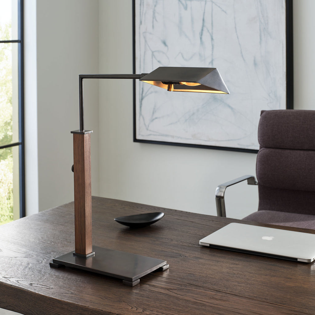 Copse Medium Pharmacy Desk Lamp | Bronze and Dark Walnut