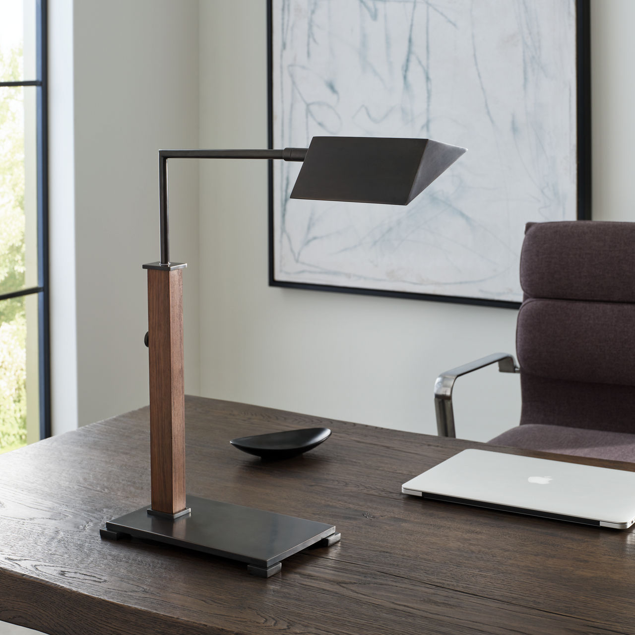 Copse Medium Pharmacy Desk Lamp | Bronze and Dark Walnut