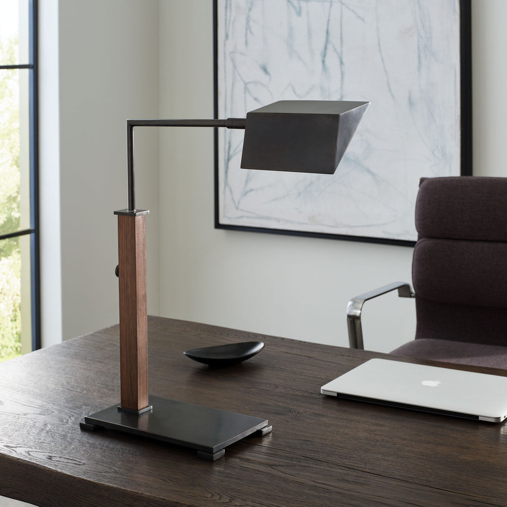 Copse Medium Pharmacy Desk Lamp | Bronze and Dark Walnut