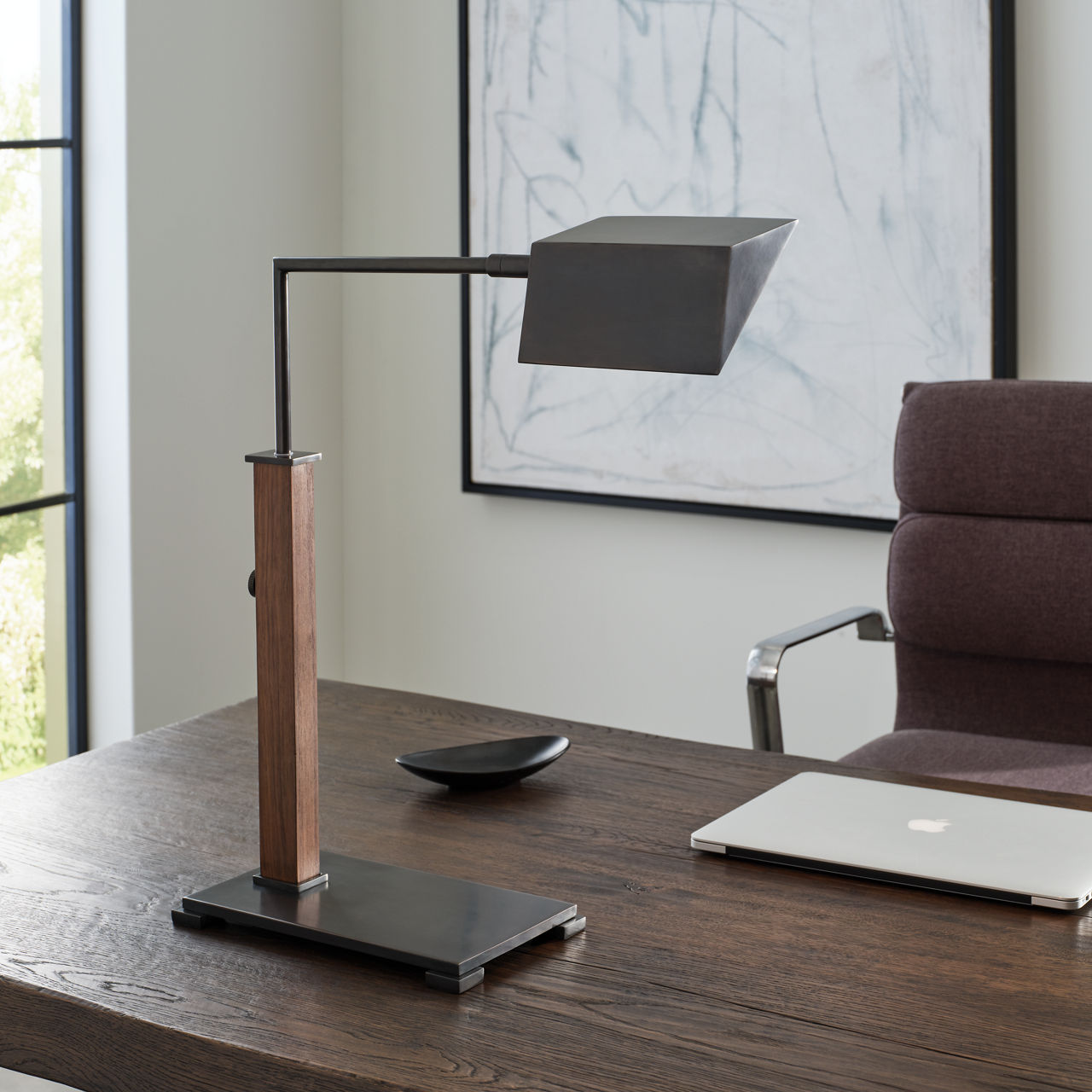 Copse Medium Pharmacy Desk Lamp | Bronze and Dark Walnut
