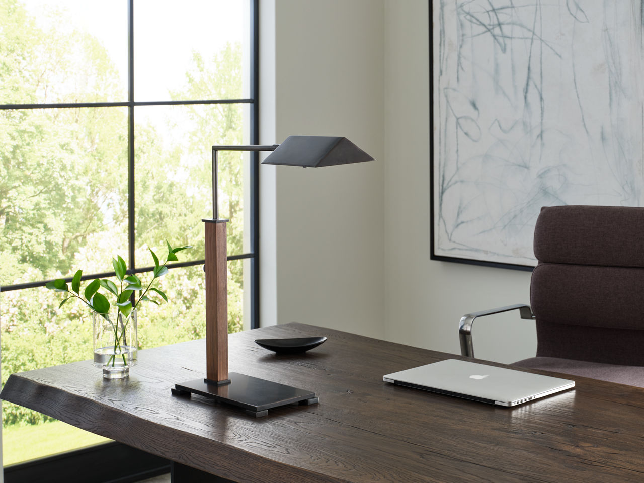 Copse Medium Pharmacy Desk Lamp | Bronze and Dark Walnut