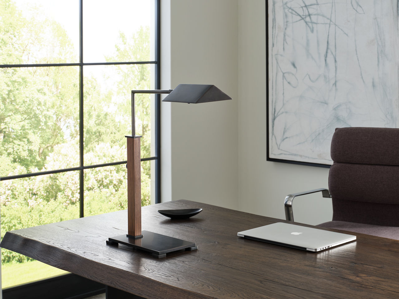 Copse Medium Pharmacy Desk Lamp | Bronze and Dark Walnut
