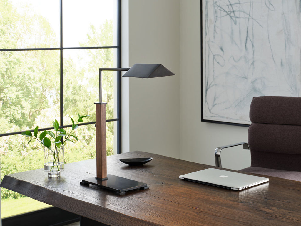 Copse Medium Pharmacy Desk Lamp | Bronze and Dark Walnut
