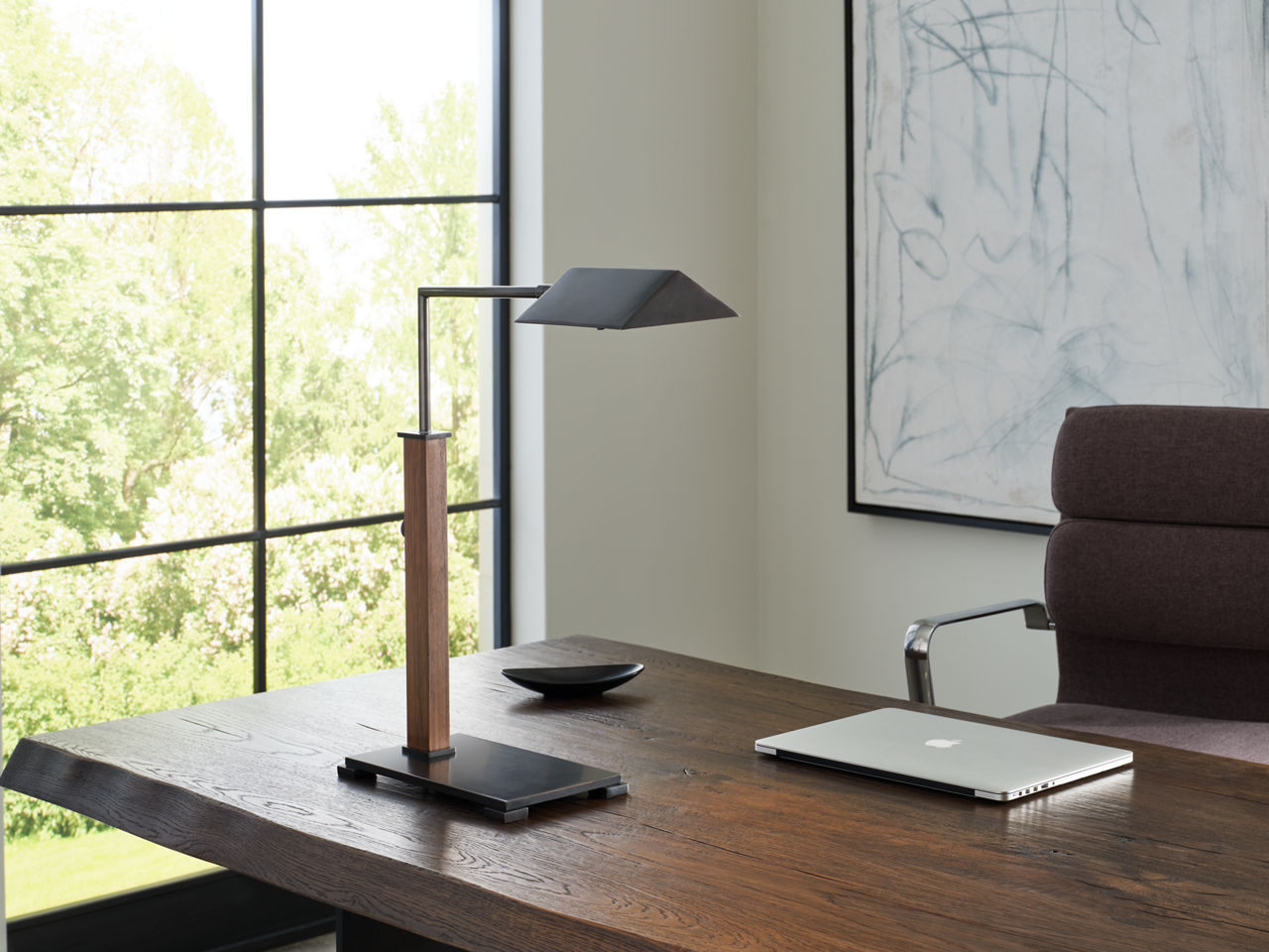 Copse Medium Pharmacy Desk Lamp | Bronze and Dark Walnut