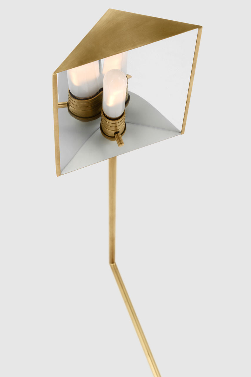 Copse Medium Pharmacy Floor Lamp | Antique Brass and Dark Walnut