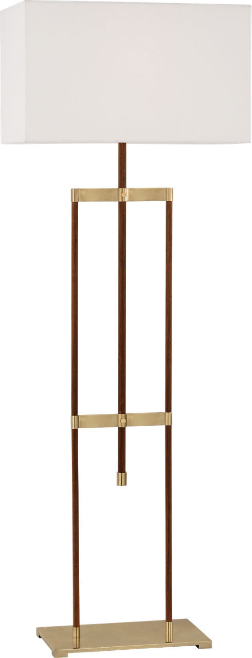 Alda 57" Adjustable Floor Lamp | Antique-Burnished Brass and Walnut | Linen Shade