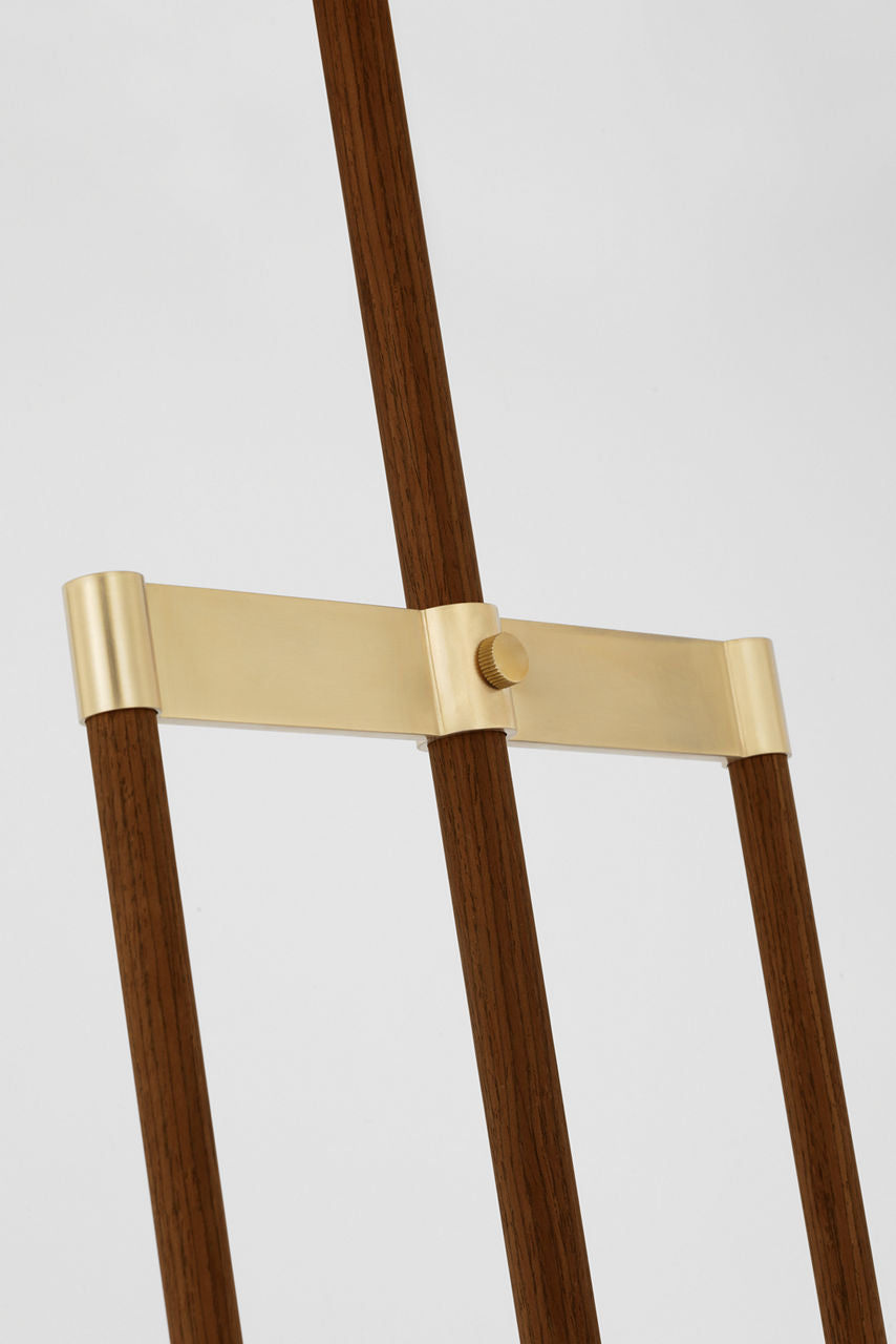 Alda 57" Adjustable Floor Lamp | Antique-Burnished Brass and Walnut | Linen Shade
